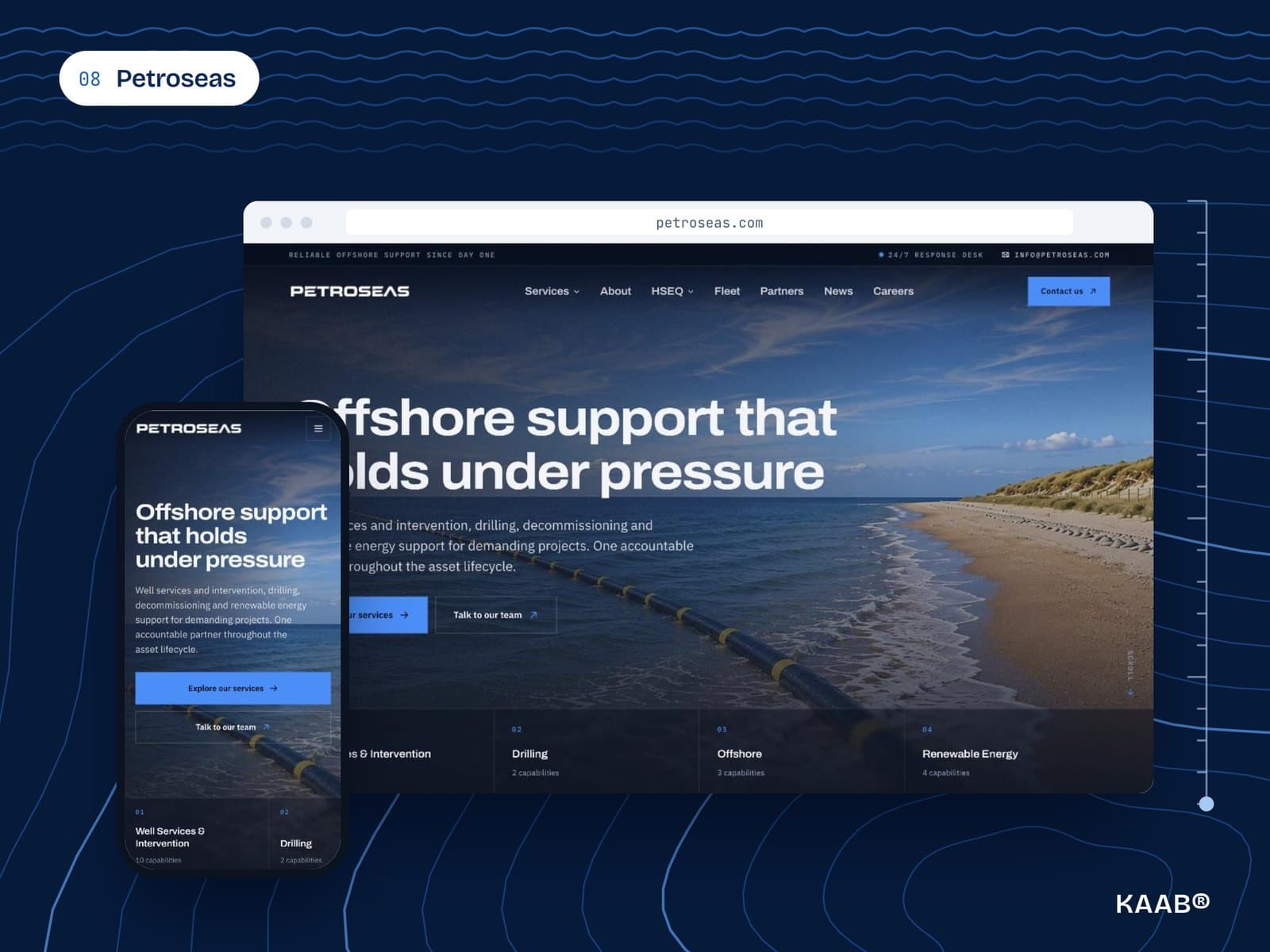 Petroseas — schermafbeelding van de site