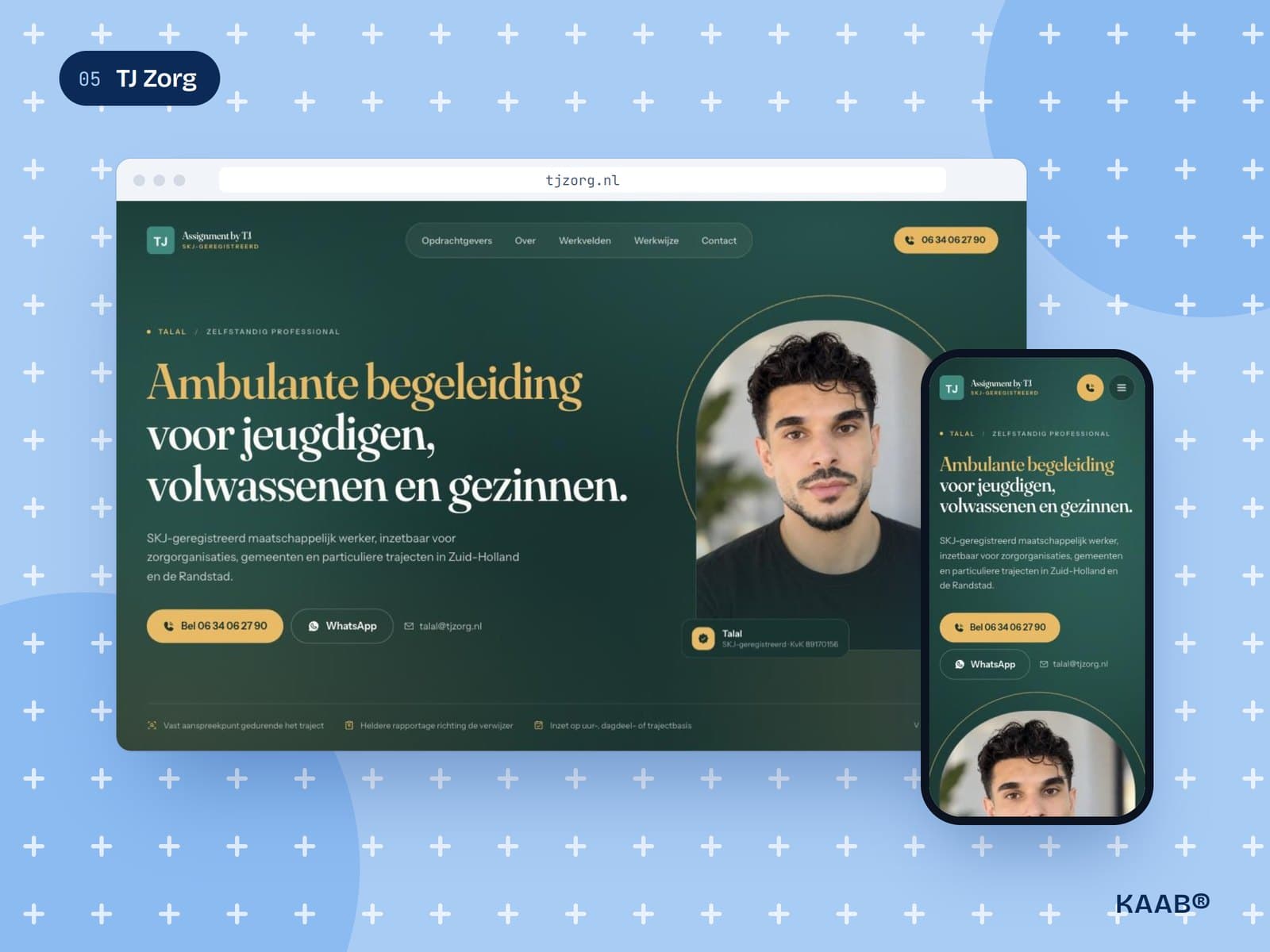 TJ Zorg — schermafbeelding van de site
