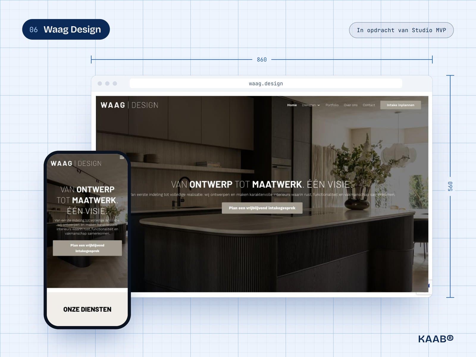 Waag Design — schermafbeelding van de site
