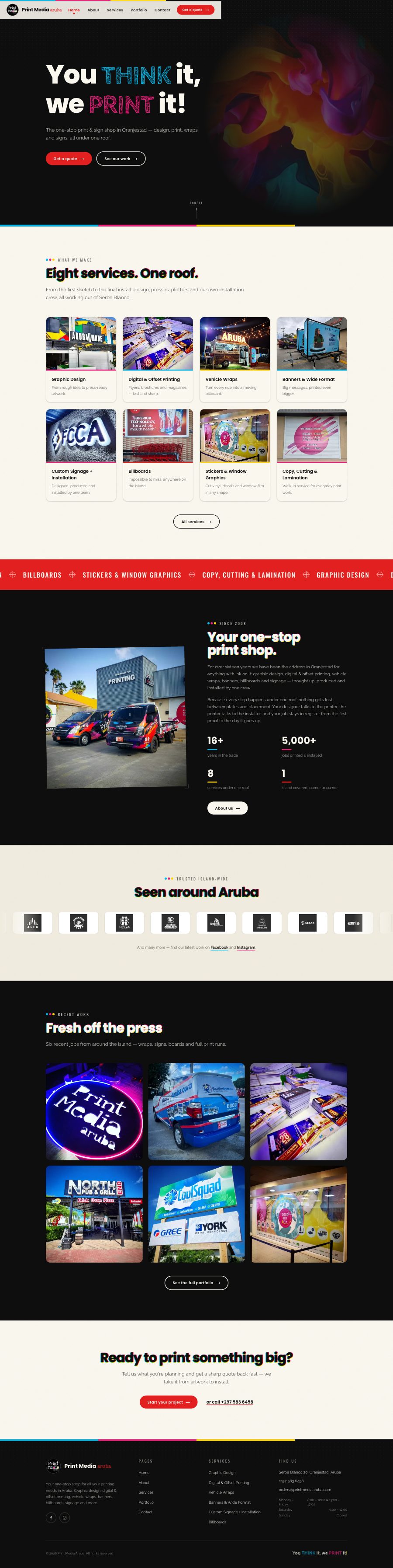 Print Media Aruba — schermafbeelding van de site